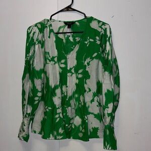 Simply Vera Vera Wang Tie-Dye Green and White Blouse